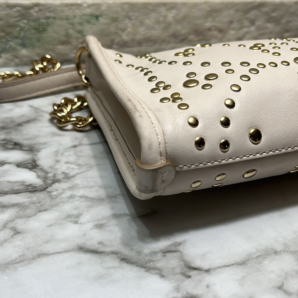 Coach stud Rivet Cream-Gold Leather crossbody purse. In GUC - Picture 8 of 16